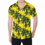 Yellow Palm Tree Pattern Print Men's Shirt