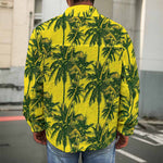 Yellow Palm Tree Pattern Print Men's Shirt Jacket