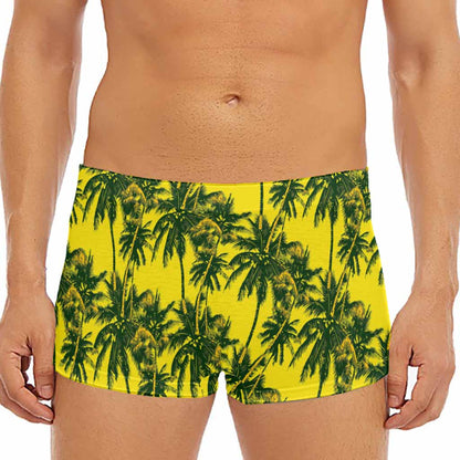 Yellow Palm Tree Pattern Print Men's Short Boxer Briefs