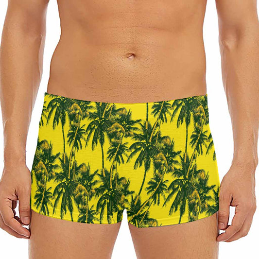 Yellow Palm Tree Pattern Print Men's Short Boxer Briefs