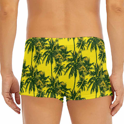 Yellow Palm Tree Pattern Print Men's Short Boxer Briefs