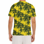 Yellow Palm Tree Pattern Print Men's Short Sleeve Rash Guard
