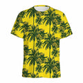 Yellow Palm Tree Pattern Print Men's Athletic T-Shirt