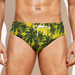 Yellow Palm Tree Pattern Print Men's Swim Briefs