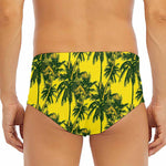 Yellow Palm Tree Pattern Print Men's Triangle Swim Briefs