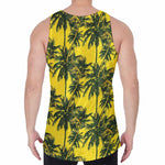 Yellow Palm Tree Pattern Print Men's Velvet Tank Top