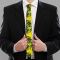 Yellow Palm Tree Pattern Print Necktie
