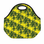 Yellow Palm Tree Pattern Print Neoprene Lunch Bag