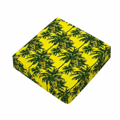 Yellow Palm Tree Pattern Print Outdoor Seat Cushion Cover