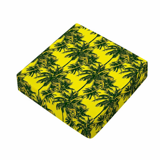 Yellow Palm Tree Pattern Print Outdoor Seat Cushion Cover