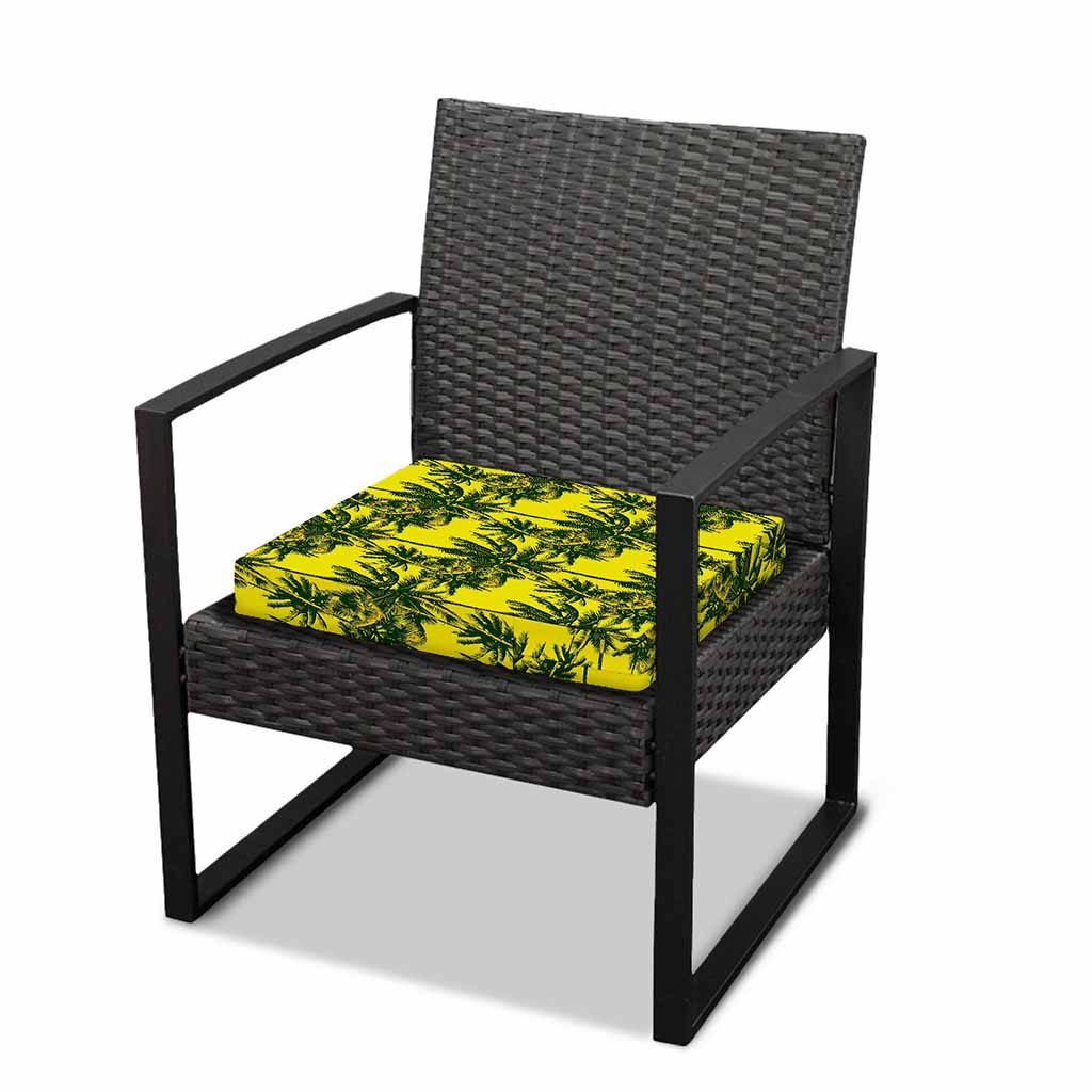 Yellow Palm Tree Pattern Print Outdoor Seat Cushion Cover