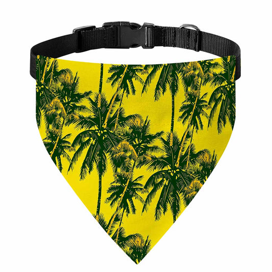 Yellow Palm Tree Pattern Print Over The Collar Dog Bandana