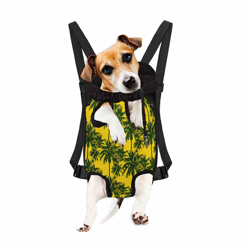 Yellow Palm Tree Pattern Print Pet Carrier Backpack