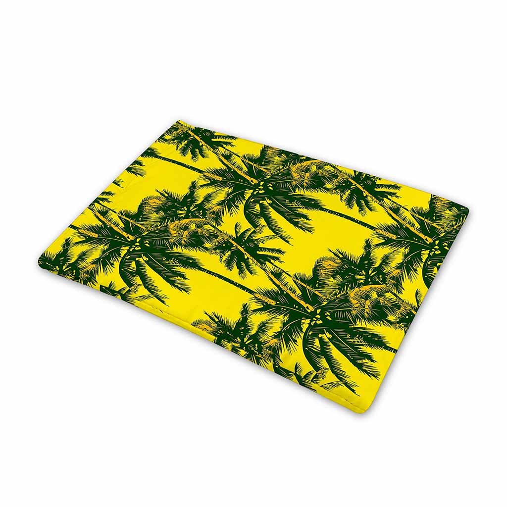 Yellow Palm Tree Pattern Print Pet Cooling Mat Cover