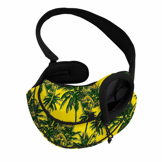 Yellow Palm Tree Pattern Print Pet Sling Carrier