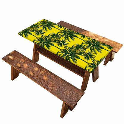 Yellow Palm Tree Pattern Print Picnic Table Cover