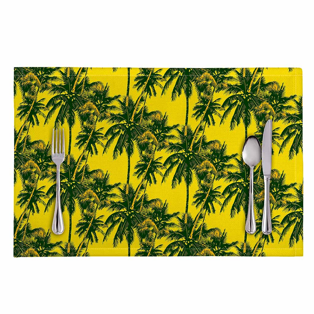 Yellow Palm Tree Pattern Print Placemat