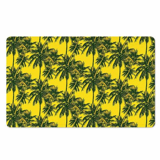 Yellow Palm Tree Pattern Print Polyester Doormat
