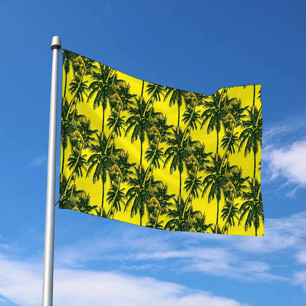Yellow Palm Tree Pattern Print Polyester Flag