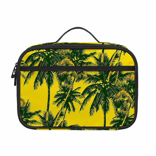 Yellow Palm Tree Pattern Print Portable Lunch Bag