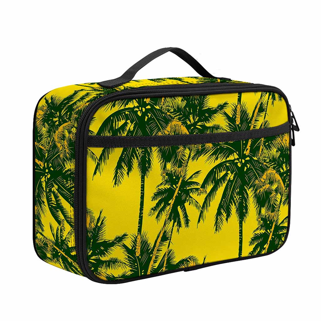 Yellow Palm Tree Pattern Print Portable Lunch Bag