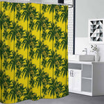 Yellow Palm Tree Pattern Print Premium Shower Curtain