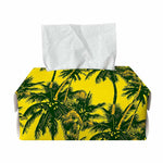 Yellow Palm Tree Pattern Print Rectangle Tissue Box Cover