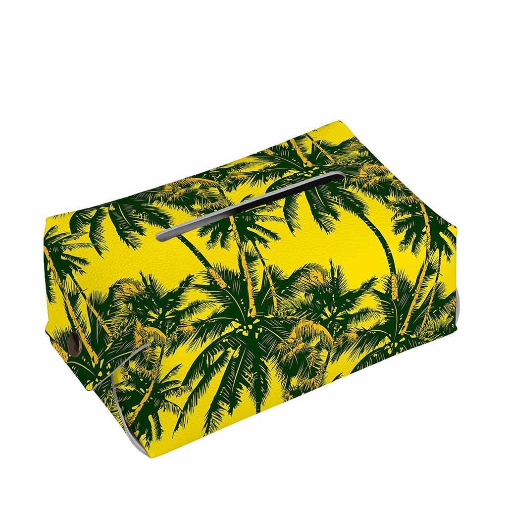 Yellow Palm Tree Pattern Print Rectangle Tissue Box Cover