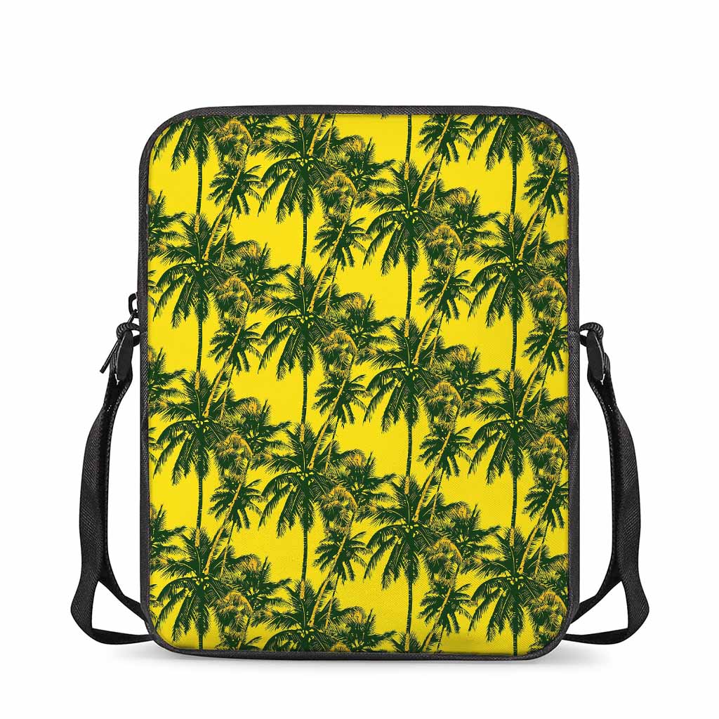 Yellow Palm Tree Pattern Print Rectangular Crossbody Bag