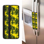 Yellow Palm Tree Pattern Print Refrigerator Handle Covers