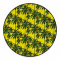 Yellow Palm Tree Pattern Print Round Floor Mat