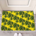 Yellow Palm Tree Pattern Print Rubber Doormat