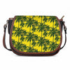 Yellow Palm Tree Pattern Print Saddle Bag