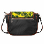 Yellow Palm Tree Pattern Print Saddle Bag
