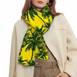 Yellow Palm Tree Pattern Print Scarf
