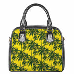 Yellow Palm Tree Pattern Print Shoulder Handbag