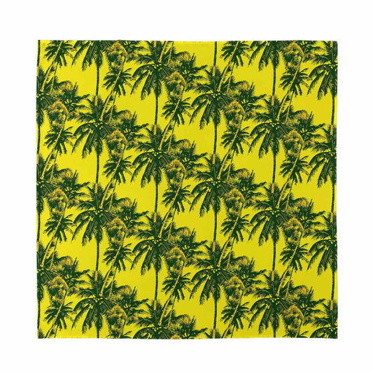 Yellow Palm Tree Pattern Print Silk Bandana