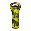 Yellow Palm Tree Pattern Print Single Neoprene Wine Tote