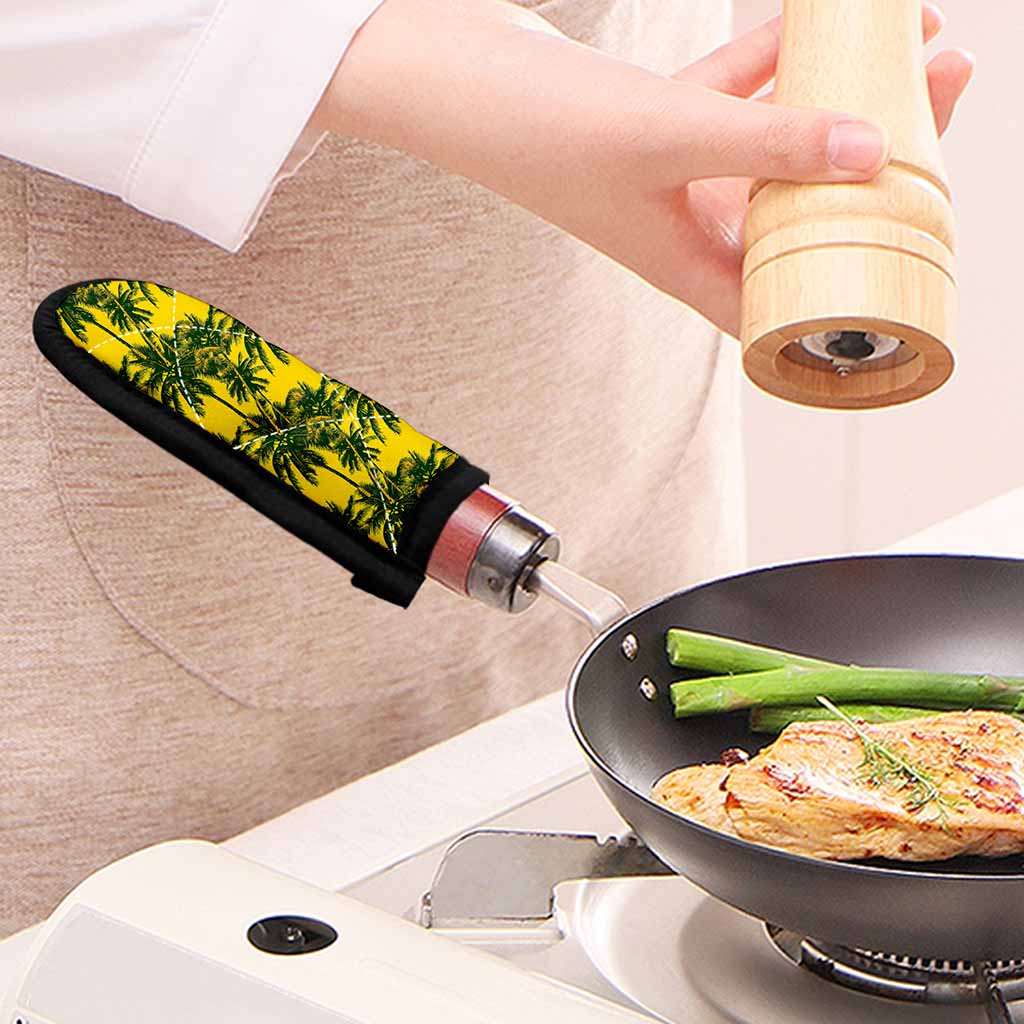 Yellow Palm Tree Pattern Print Skillet Handle Cover