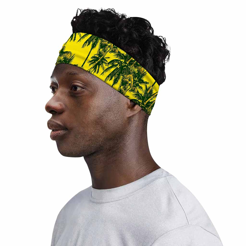 Yellow Palm Tree Pattern Print Sports Headband