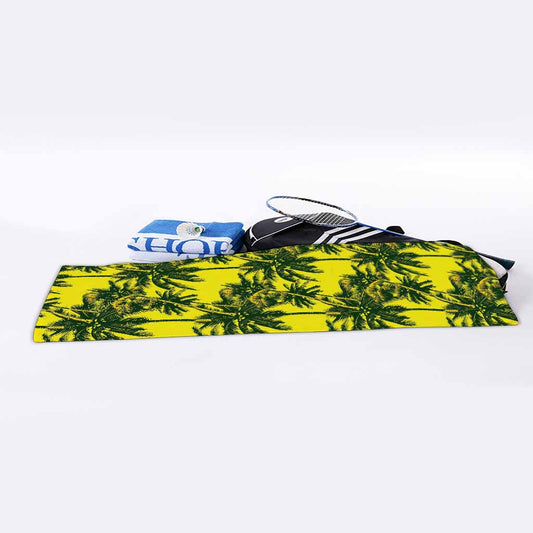 Yellow Palm Tree Pattern Print Sports Towel