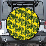 Yellow Palm Tree Pattern Print Tire Cover