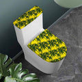 Yellow Palm Tree Pattern Print Toilet Lid And Tank Cover Set