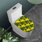 Yellow Palm Tree Pattern Print Toilet Lid Cover