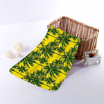 Yellow Palm Tree Pattern Print Towel
