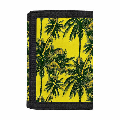 Yellow Palm Tree Pattern Print Trifold Wallet