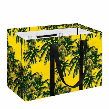 Yellow Palm Tree Pattern Print Utility Tote Bag