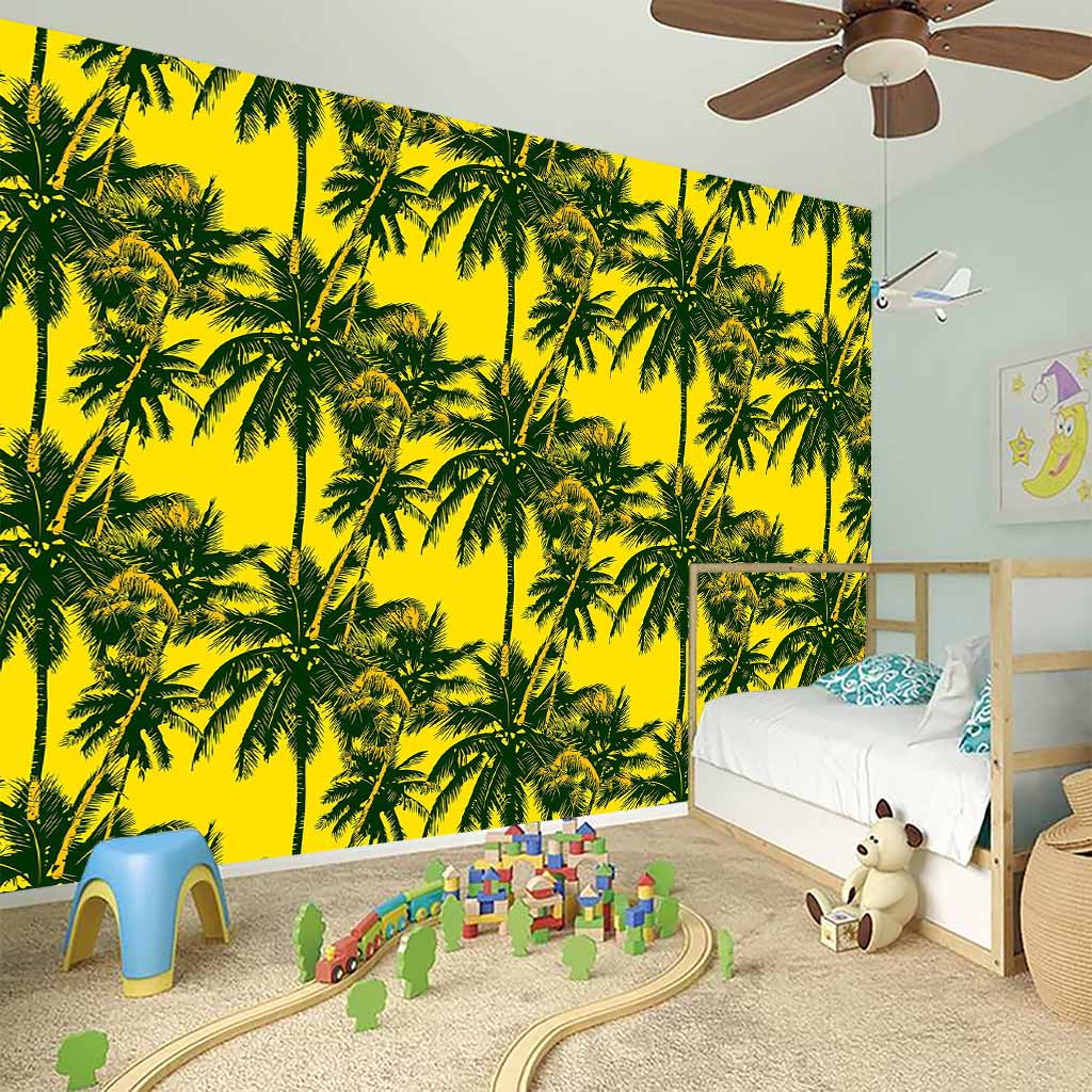 Yellow Palm Tree Pattern Print Wall Sticker