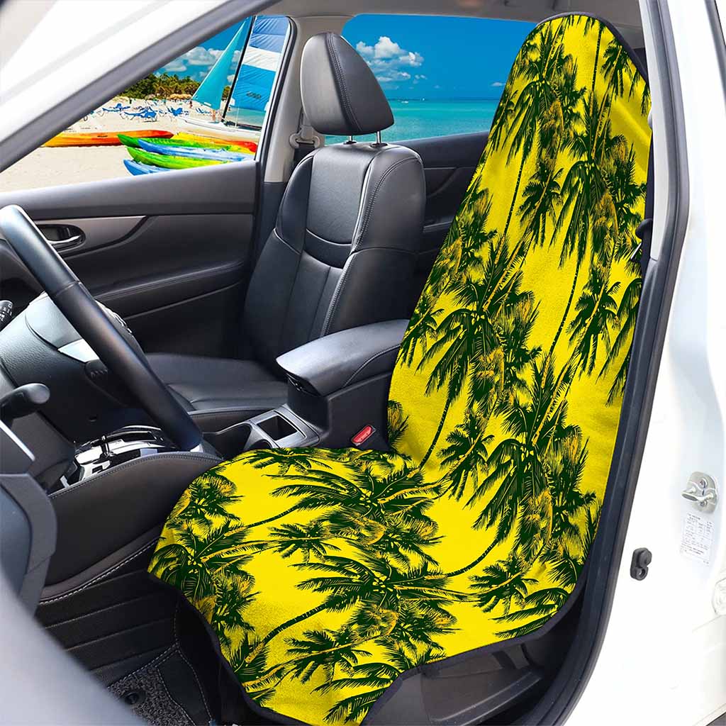 Yellow Palm Tree Pattern Print Waterproof Car Seat Cover