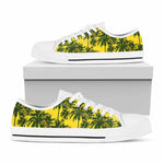 Yellow Palm Tree Pattern Print White Low Top Sneakers